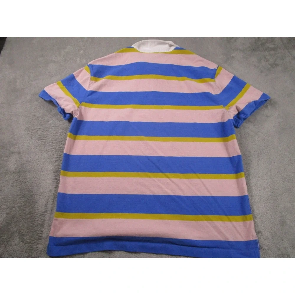 Banana Republic Polo‎ Mens Large Blue Striped Preppy Modern Casual
